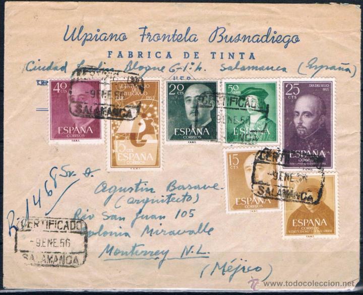 Sellos: 1956 .- SALAMANCA A M&Eacute;XICO - Foto 1