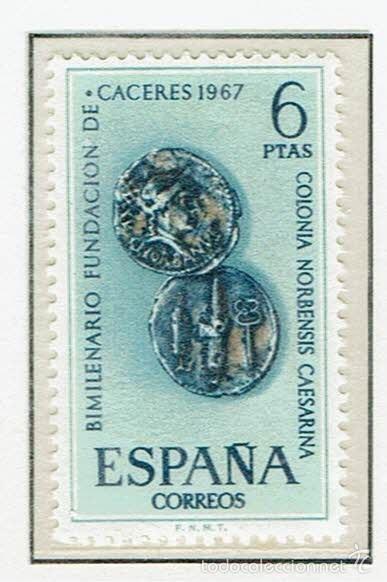 Sellos: BIMILENARIO DE LA FUNDACI&Oacute;N DE C&Aacute;CERES. 1967. EDIFIL 1829. - Foto 1