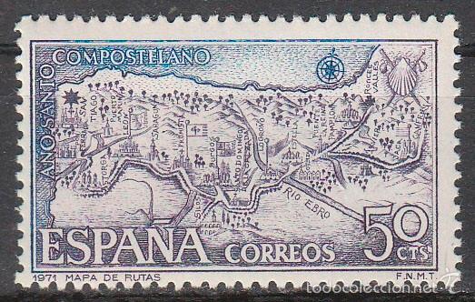 Sellos: EDIFIL N&ordm; 2047, MAPA DE LAS RUTAS JACOBEAS ESPA&Ntilde;OLAS, NUEVO *** - Foto 1