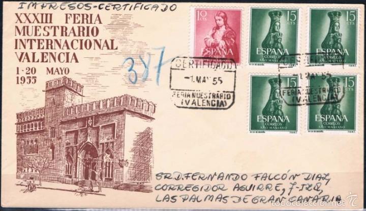 Sellos: 1955.-  VALENCIA A LAS PALMAS DE GRAN CANARIA - Foto 1