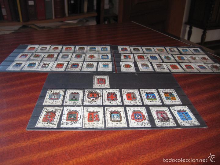 Timbres: escudos, serie completa, matasellados