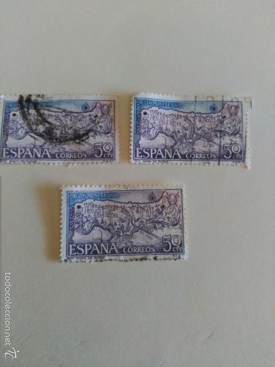 Sellos: 3 valores, usados. a&ntilde;o santo compostelano. - Foto 1