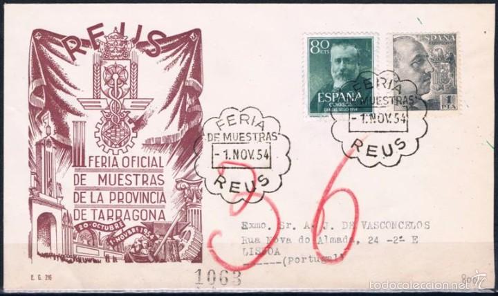 Sellos: 1954.- REUS A LISBOA (PORTUGAL - Foto 1