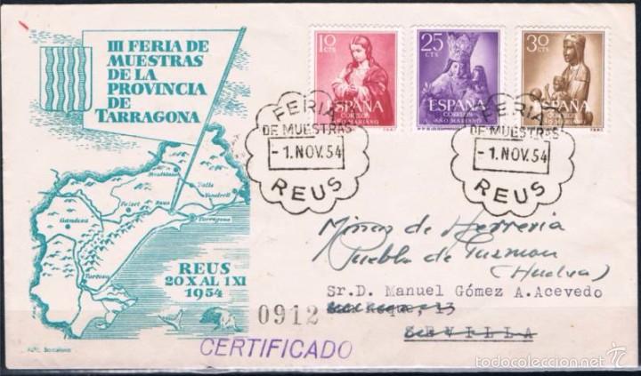 Sellos: 1954.- REUS (TARRAGONA) A SEVILLA - Foto 1