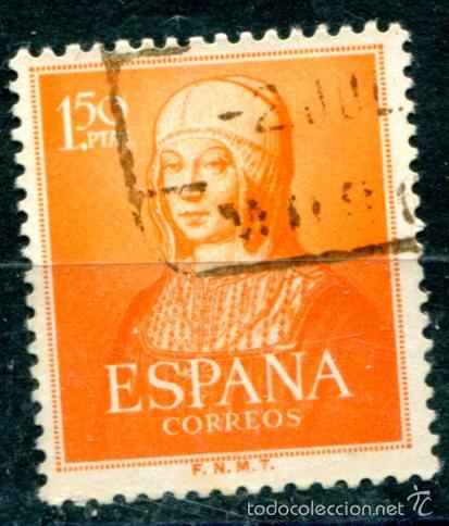 Sellos: Edifil 1095. 1'50 pts Isabel la Cat&oacute;lica. Matasellado