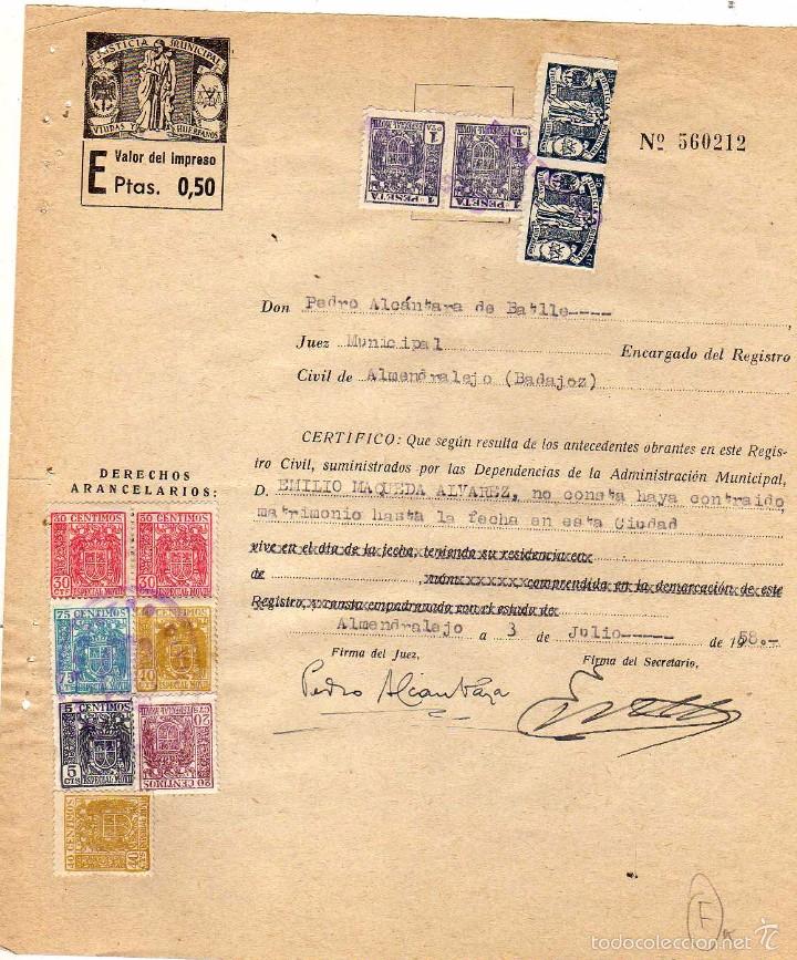 Stamps: Justicia municipal. Derechos arancelarios.