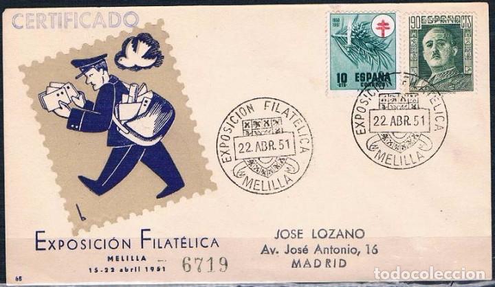 Sellos: 1951.- MELILLA A BARCELONA - Foto 1