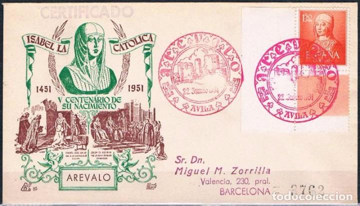 Sellos: 1951.-  AR&Eacute;VALO (&Aacute;VILA) A BARCELONA - Foto 1