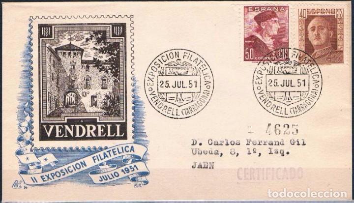 Sellos: 1951.-  VENDRELL (TARRAGONA) A JA&Eacute;N - Foto 1
