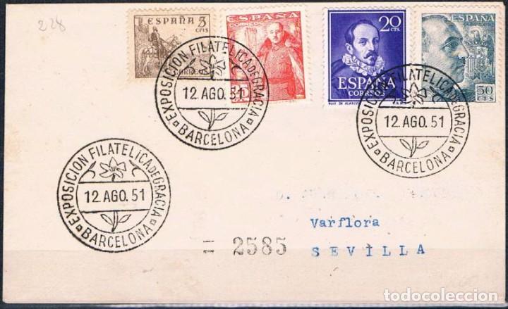 Sellos: 1951.-  BARCELONA A SEVILLA - Foto 1