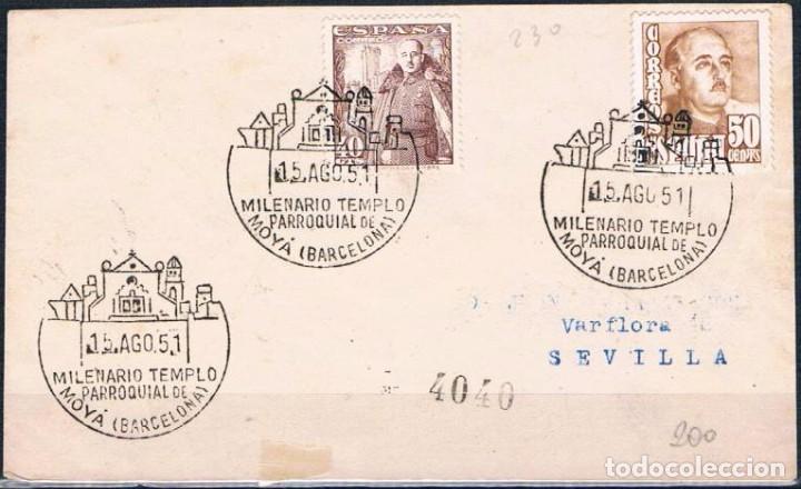 Sellos: 1951.- MOY&Aacute; (BARCELONA) A SEVILLA - Foto 1