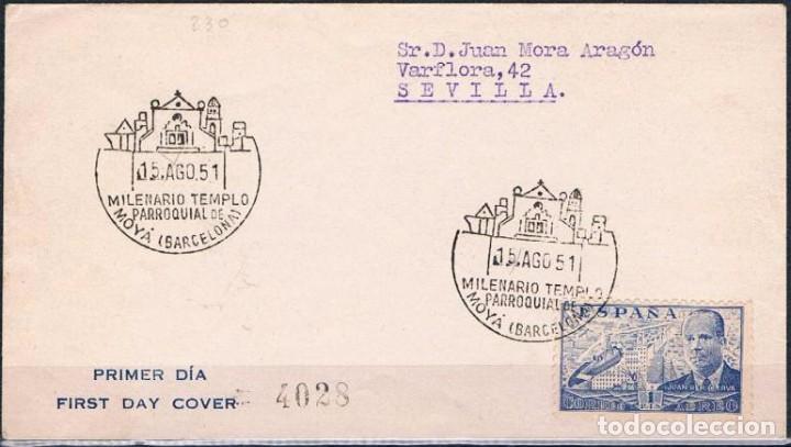 Sellos: 1951.-  MOY&Aacute; (BARCELONA) A SEVILLA - Foto 1