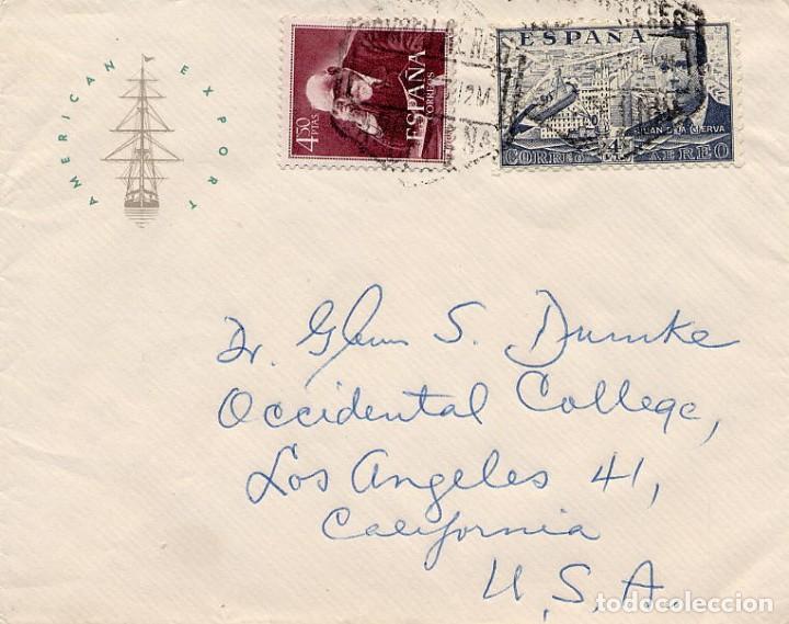 Sellos: CORREO A&Eacute;REO DE BARCELONA A USA. - Foto 1