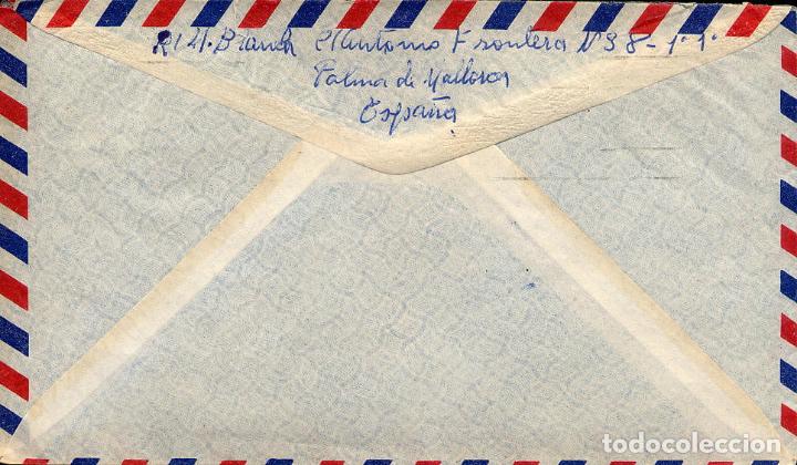 Sellos: SOBRE DE PALMA DE MALORCA A USA. ABRIL 1956. - Foto 2