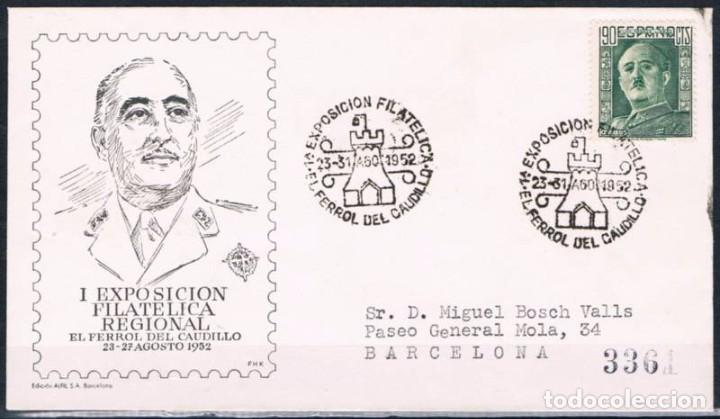 Sellos: 1952.-  FERROL (A CORU&Ntilde;A) A BARCELONA - Foto 1