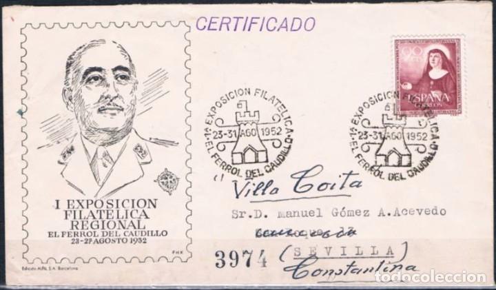 Sellos: 1952.- FERROL ( A CORU&Ntilde;A) A CONSTANTINA (SEVILLA) - Foto 1