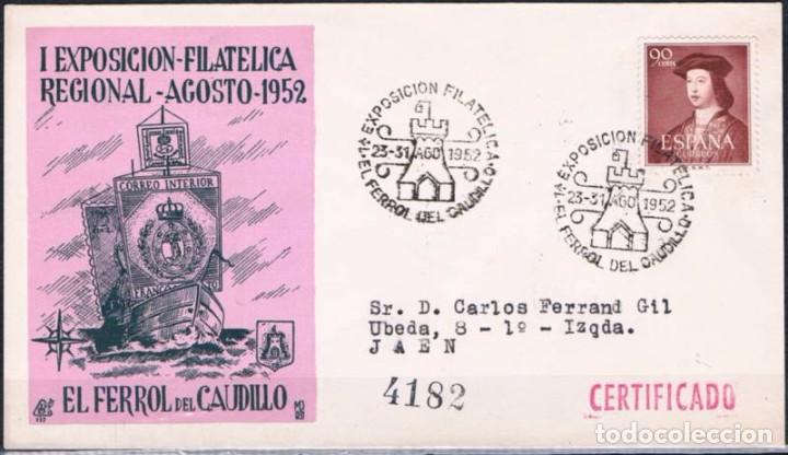 Sellos: 1952.-  FERROL (LA CORU&Ntilde;A) A &Uacute;BEDA (JA&Eacute;N) - Foto 1