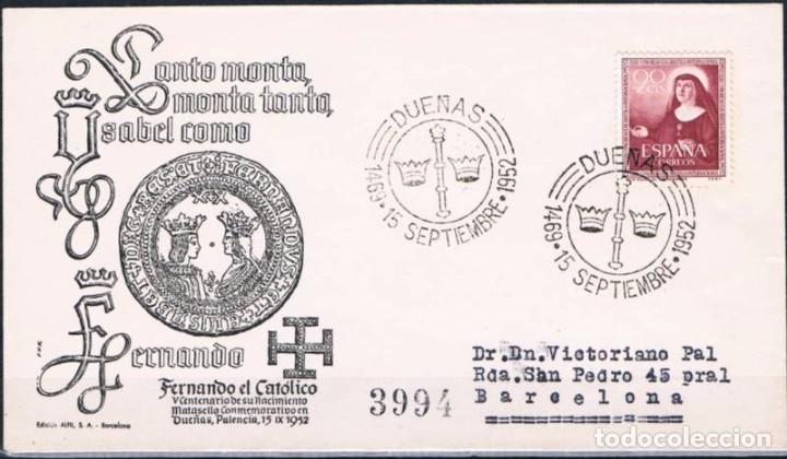 Sellos: 1952.- DUE&Ntilde;AS (PALENCIA) A BARCELONA - Foto 1