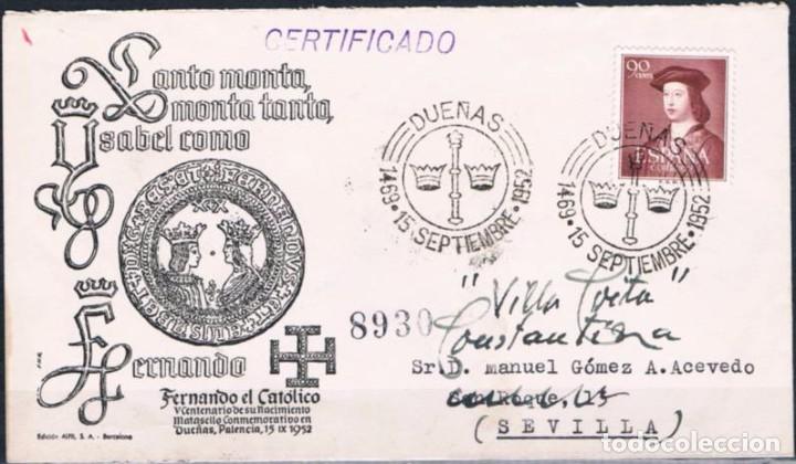 Sellos: 1952.-  DUE&Ntilde;AS (PALENCIA) A SEVILLA - Foto 1