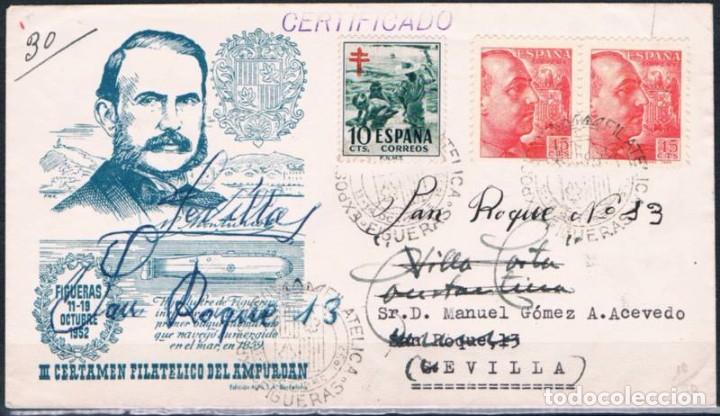 Sellos: 1952.-  FIGUERAS (BARCELONA) A SEVILLA - Foto 1