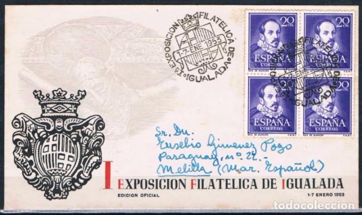 Sellos: 1953.- IGUALADA (BARCELONA) A MELILLA - Foto 1