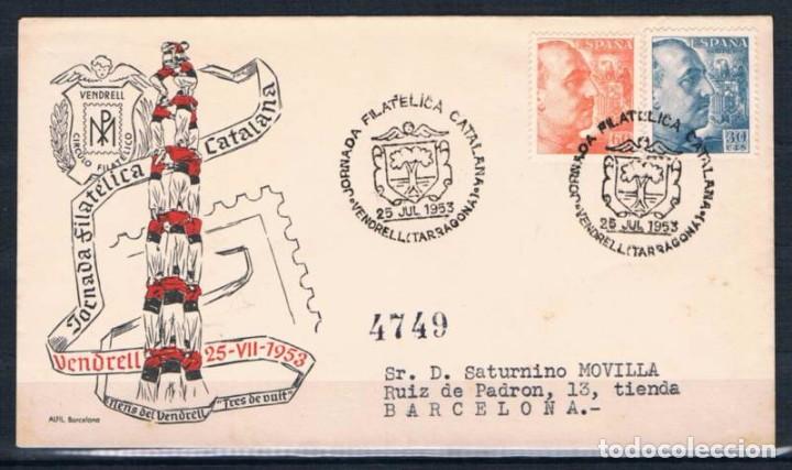 Sellos: 1953.-  VENDRELL (TARRAGONA) A BARCELONA - Foto 1