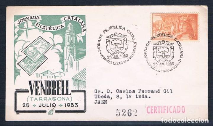 Sellos: 1953.- VENDRELL (TARRAGONA) A JA&Eacute;N - Foto 1