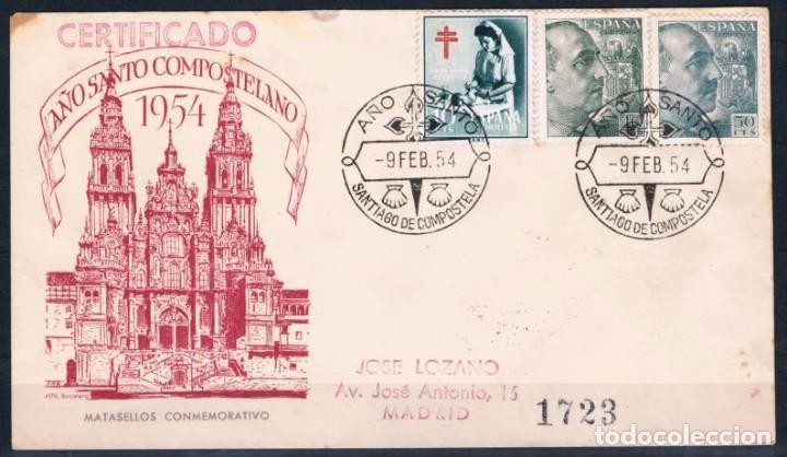 Sellos: 1954.-  SANTIAGO DE COMPOSTELA A MADRID - Foto 1