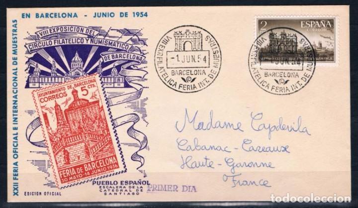 Sellos: 1954.-  BARCELONA A FRANCIA - Foto 1