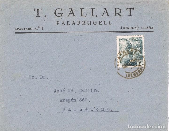 Sellos: 001. Frontal comercial PALAFRUGELL (Gerona) 1953 - Foto 1