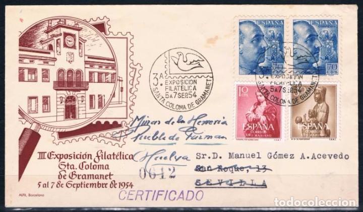 Sellos: 1954.- TARREGA (M&Eacute;RIDA) A SEVILLA - Foto 1