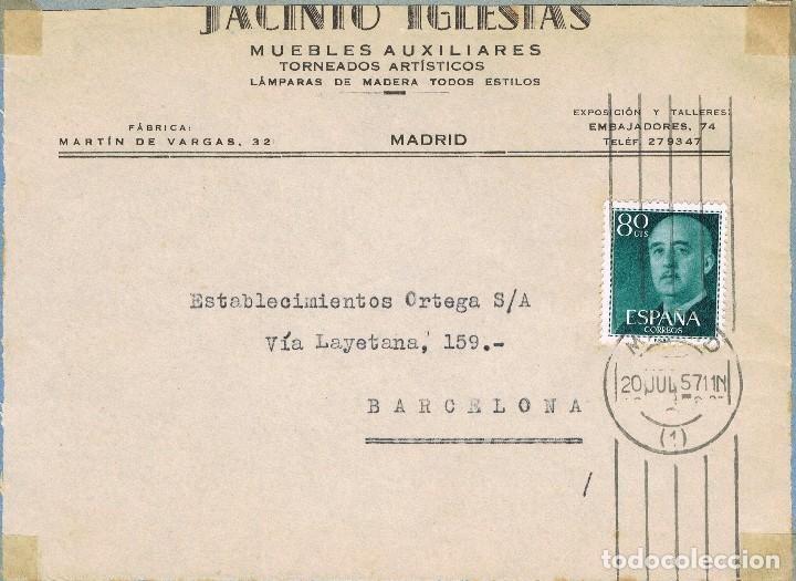 Sellos: 085. Frontal comercial MADRID 1957. Rodillo mudo - Foto 1