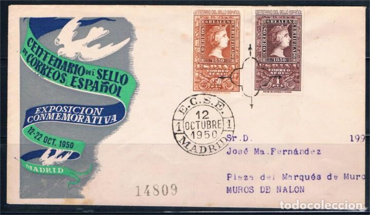 Sellos: Espa&ntilde;a. Sobre con dos sellos del Centenario del sello - Foto 1