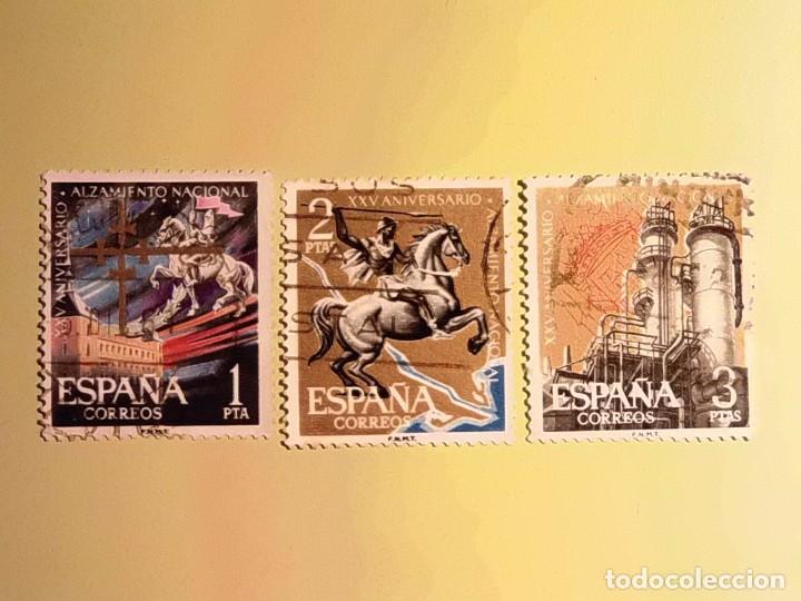 Sellos: 1961 - XXV ANIVERSARIO DEL ALZAMIENTO NACIONAL - EDIFIL 1355-1357-1360