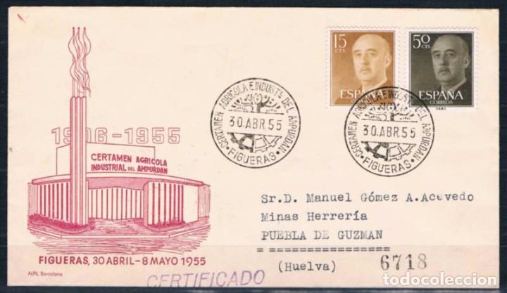 Sellos: 1955.-  FIGUERAS A PUEBLA DE GUZM&Aacute;N (HUELVA) - Foto 1