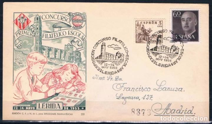 Sellos: 1955.-  L&Eacute;RIDA A MADRID - Foto 1