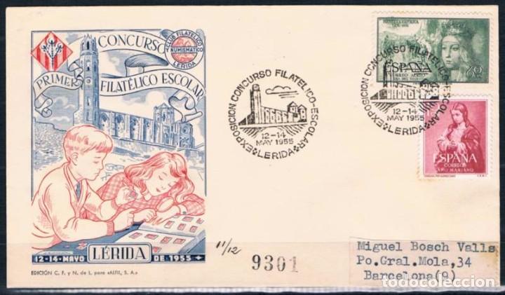 Sellos: 1955.- L&Eacute;RIDA A BARCELONA - Foto 1
