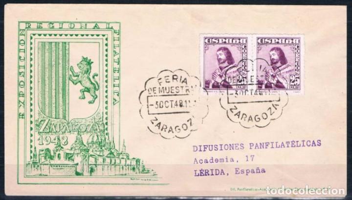 Sellos: 1948.-  ZARAGOZA A L&Eacute;RIDA - Foto 1