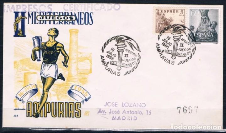 Sellos: 1955.- AMPURIAS (GERONA) A MADRID - Foto 1
