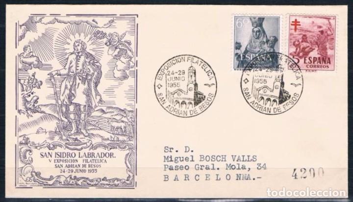 Sellos: 1955.-  SAN ADRI&Aacute;N DE BESOS A BARCELONA - Foto 1