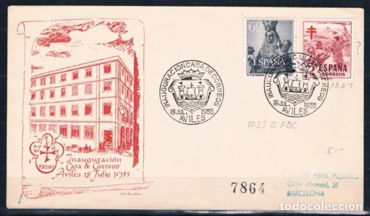 Sellos: 1955.- AVIL&Eacute;S (ASTURIAS) A BARCELONA - Foto 1