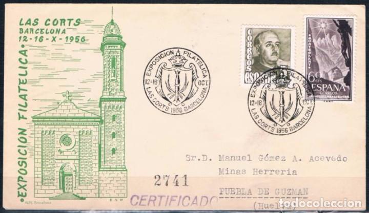 Sellos: 1956.-  BARCELONA A PUEBLA DE GUZM&Aacute;N - Foto 1