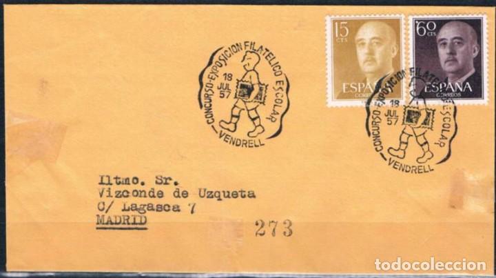 Sellos: 1957.- VENDRELL (BARCELONA) A MADRID - Foto 1