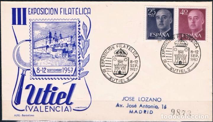Sellos: 1957.-  UTIEL (VALENCIA) A MADRID - Foto 1