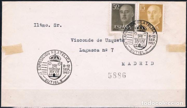 Sellos: 1957.-  UTIEL (VALENCIA) A MADRID - Foto 1
