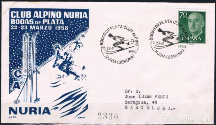 Sellos: 1958.-  NURIA (GERONA) A BARCELONA - Foto 1