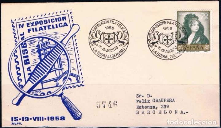 Sellos: 1958.-  LA BISBAL (GERONA) A BARCELONA - Foto 1