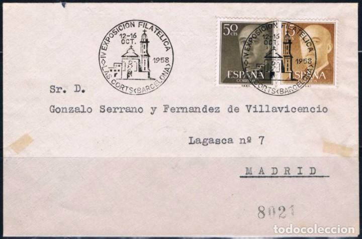 Sellos: 1958.- LAS CORTS (BARCELONA) A MADRID - Foto 1