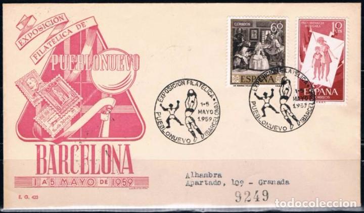 Sellos: 1959.- PUEBLONUEVO (BARCELONA) A GRANADA - Foto 1