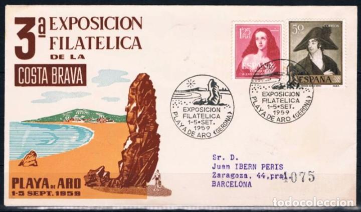 Sellos: 1959.- PLAYA DE ARO (GERONA) A BARCELONA - Foto 1